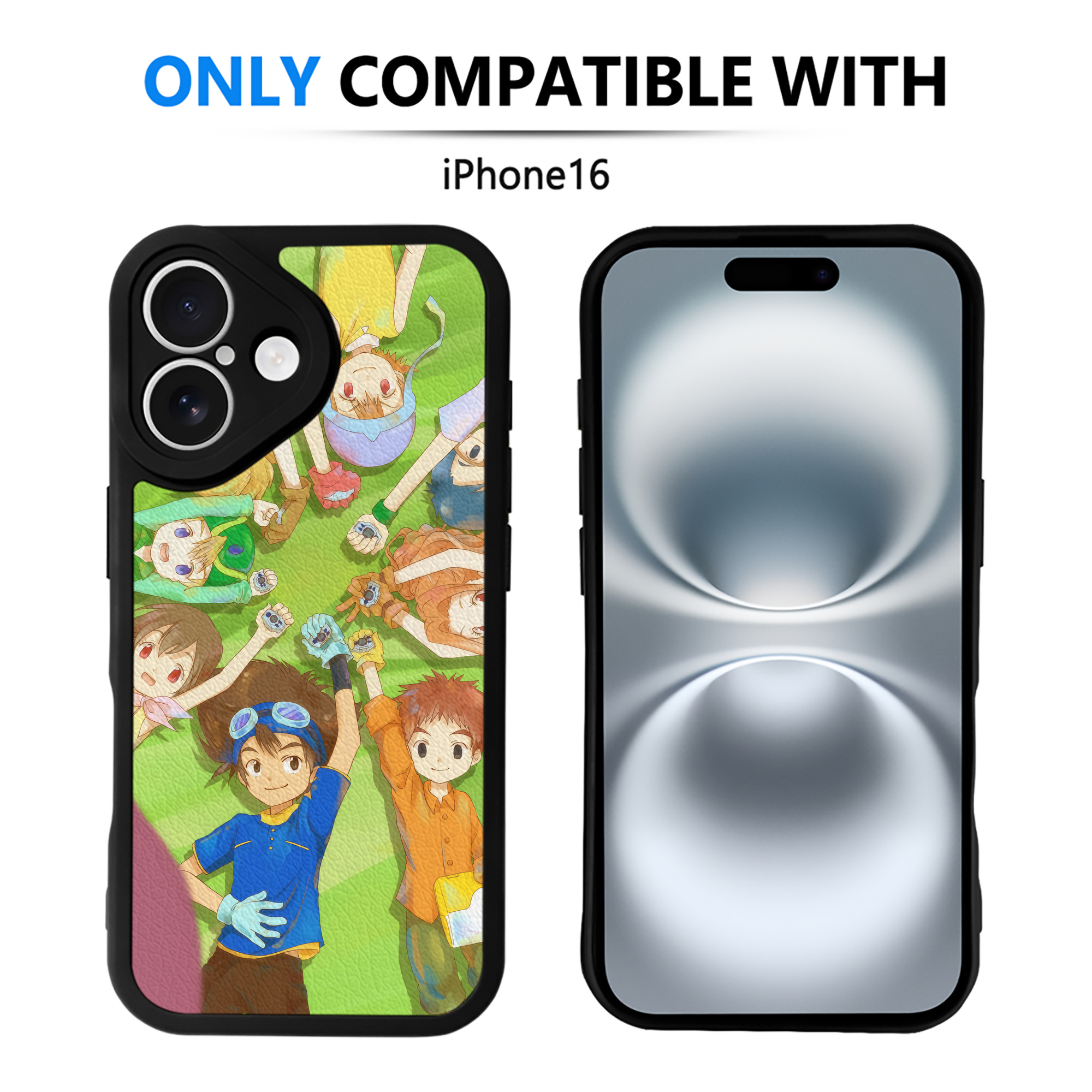 （画像用） Digimon デジタルモンスター/デジモン 【iPhone 16シリーズ対応】シリコンスマホケース（レザー調） 材質：シリコン